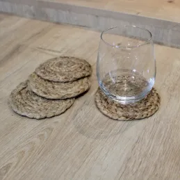 Set de 4 dessous de verre en jute 10 cm