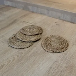 Set de 4 dessous de verre en jute 10 cm
