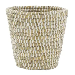 Corbeille à papier en jonc naturel et plastique recyclé