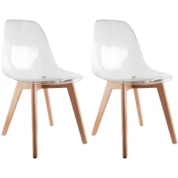 Chaise scandinave en plastique transparent (Lot de 2)