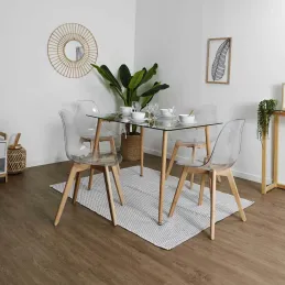 Chaise scandinave en plastique transparent (Lot de 2)