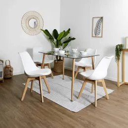 Chaise scandinave avec assise rembourrée (Lot de 2)