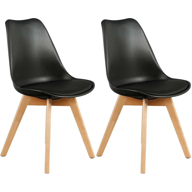 Chaise scandinave avec assise rembourrée (Lot de 2)