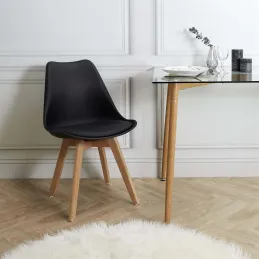 Chaise scandinave avec assise rembourrée (Lot de 2)
