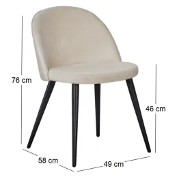 Chaise en velours avec pieds en acier Velvet