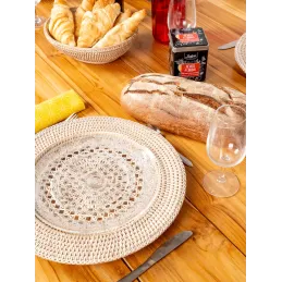 Dessous d'assiette en rotin et cannage