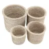 Cache-pot en rotin patiné blanc (lot de 4)