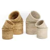 Cache-pot en rotin patiné blanc (lot de 4)