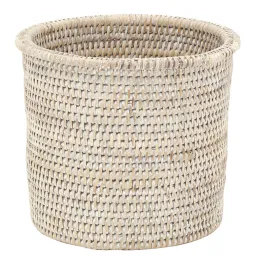 Cache-pot en rotin patiné blanc (lot de 4)