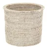 Cache-pot en rotin patiné blanc (lot de 4)