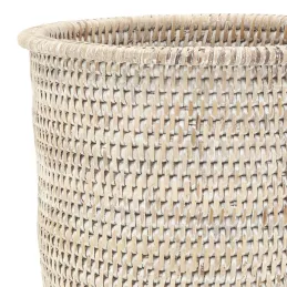 Cache-pot en rotin patiné blanc (lot de 4)