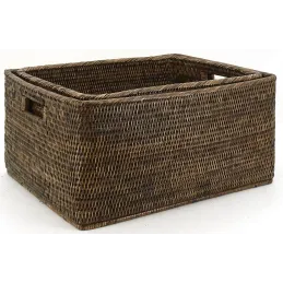Corbeilles de rangement en rotin (Lot de 2)