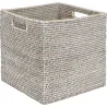 Cache-pots carrés en rotin patiné blanc (lot de 2)