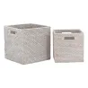 Cache-pots carrés en rotin patiné blanc (lot de 2)