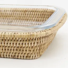 Ensemble plat  et support en rotin