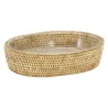 Ensemble plat ovale  et support rotin