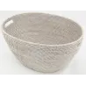 Corbeille à linge en rotin tressé patiné blanc
