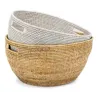 Corbeille à linge en rotin tressé patiné blanc