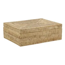 Coffret rectangulaire en rotin naturel