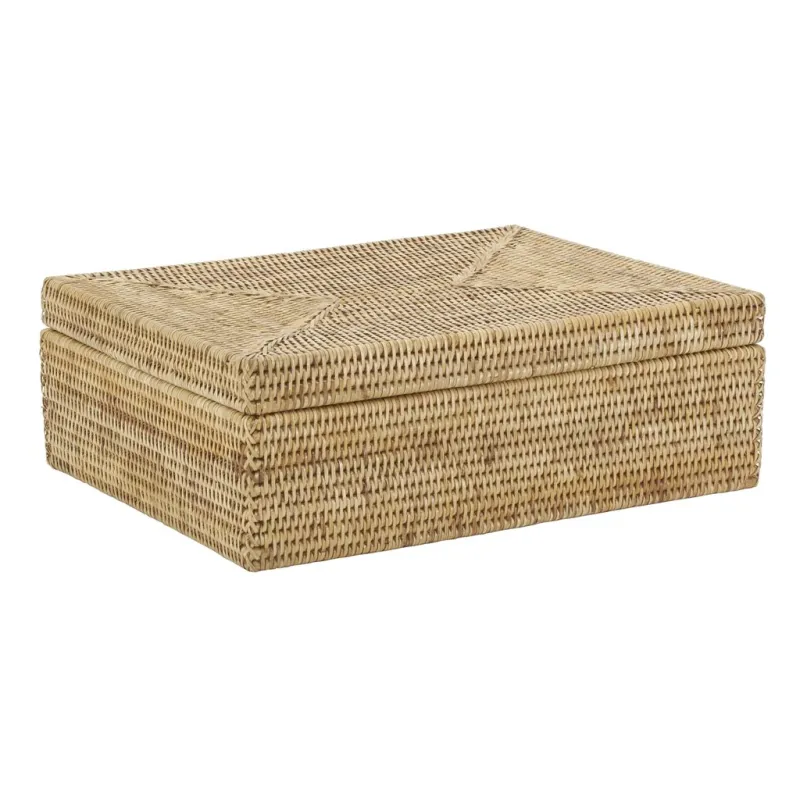 Coffret rectangulaire en rotin naturel