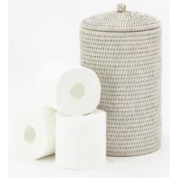 Boite de rangement pour papier toilette en rotin
