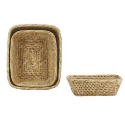 Série de 3 corbeilles rectangulaire en rotin naturel