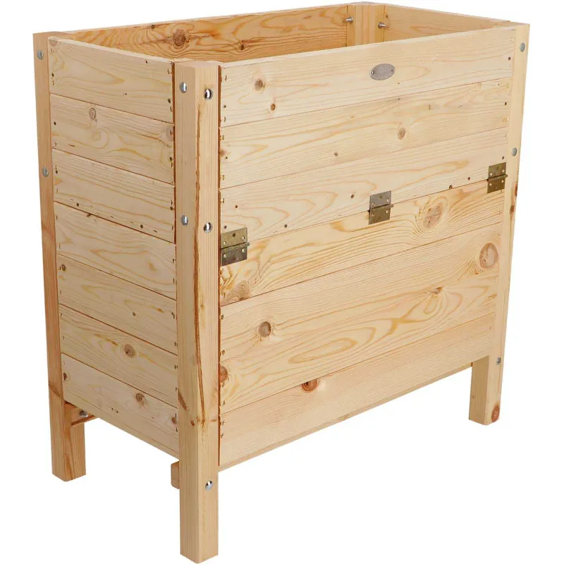Carré potager avec espace de stockage en pin