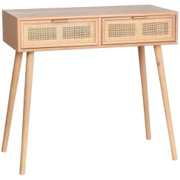 Console en MDF et rotin tressé Roro