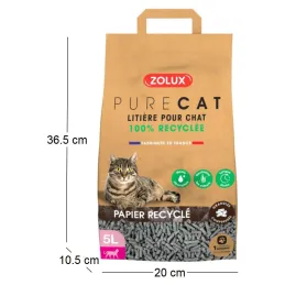 Litière éco conçue en papier recyclé Purecat