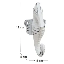 Patère en métal hippocampe 4.5 x 5 x 11 cm