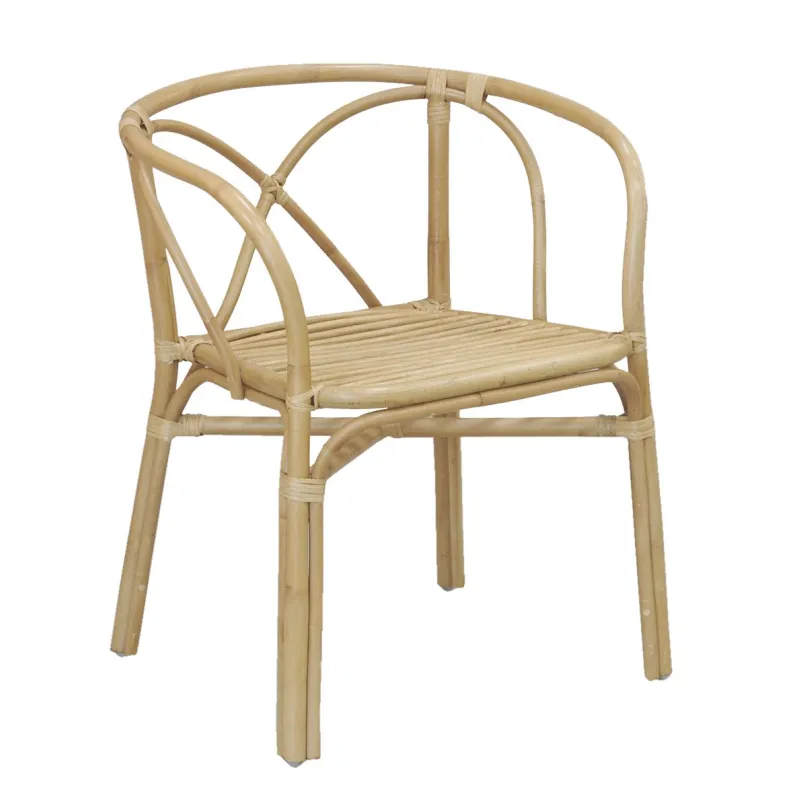 Fauteuil en rotin naturel dossier croisé Charlie