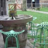Tabouret avec assise de tracteur en métal
