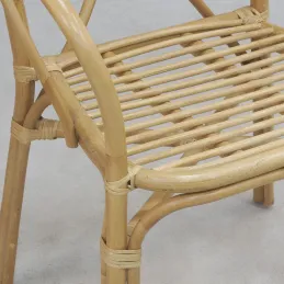 Fauteuil en rotin naturel dossier croisé Charlie
