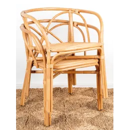 Fauteuil en rotin naturel dossier croisé Charlie