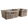 Corbeille de rangement en poelet gris (Lot de 2)