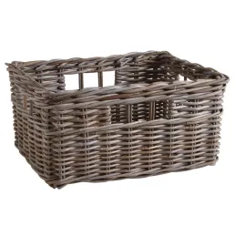 Corbeille de rangement en poelet gris (Lot de 2)