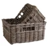 Corbeille de rangement en poelet gris (Lot de 2)