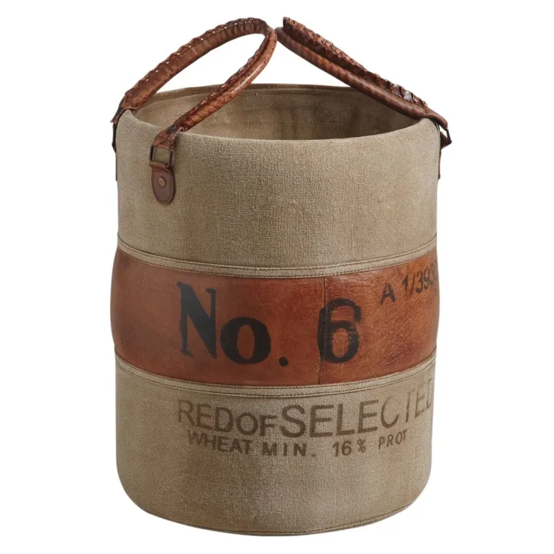Rangement vintage en cuir de buffle et coton