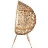 Fauteuil oeuf en résine tressée coussin en tissu beige