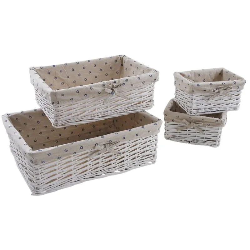 Corbeilles blanches rangement malin (Lot de 4)