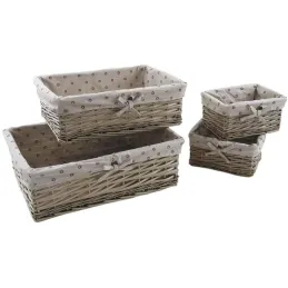 Corbeille rangement avec doublure tissu (Lot de 4)