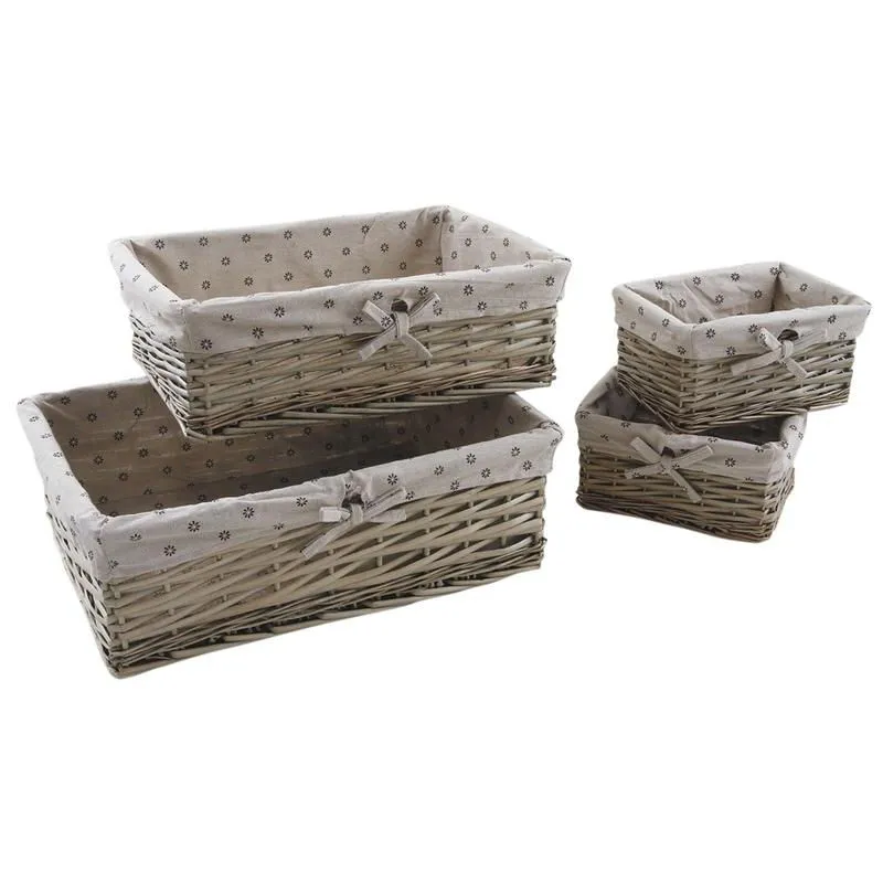 Corbeille rangement avec doublure tissu (Lot de 4)