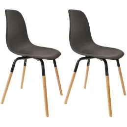Chaise scandinave pieds métal et bois de hêtre Phenix (Lot de 2)