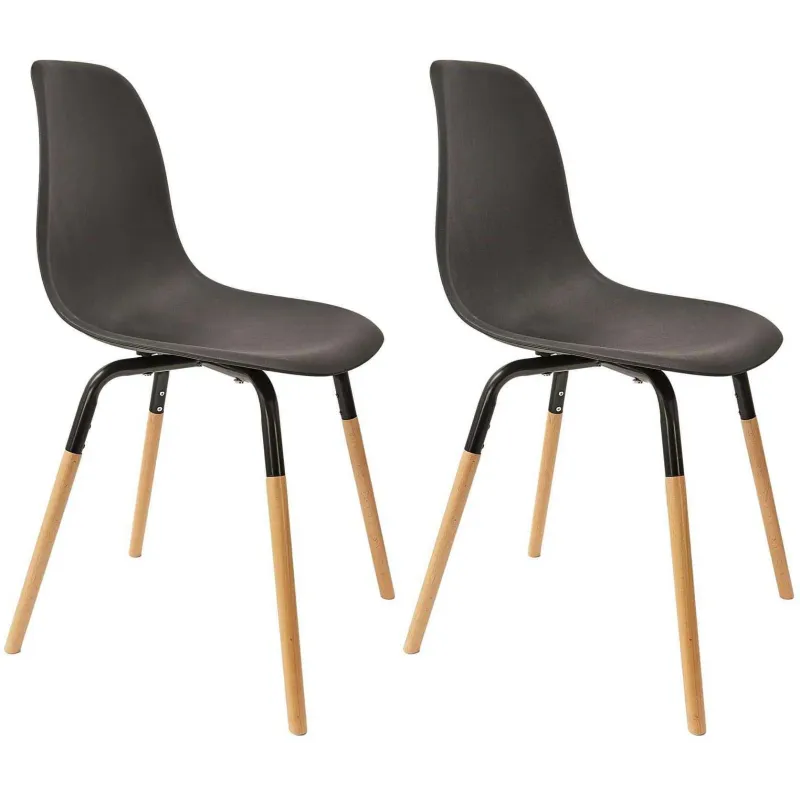 Chaise scandinave pieds métal et bois de hêtre Phenix (Lot de 2)