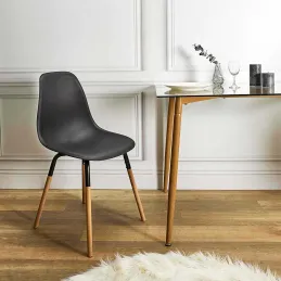Chaise scandinave pieds métal et bois de hêtre Phenix (Lot de 2)