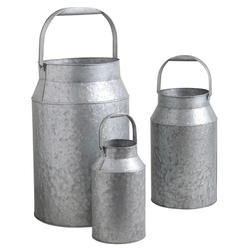 Bidon à lait en zinc lourd (Lot de 3)