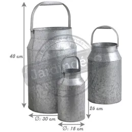 Bidon à lait en zinc lourd (Lot de 3)