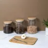 Bocal de conservation en verre couvercle en bois 1.9 litres
