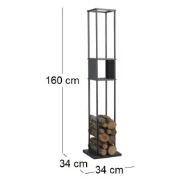 Range-bûches vertical en métal gris