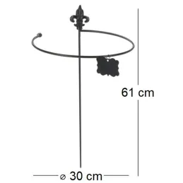 Tuteur à plantes rond en acier fleurs de lys (Lot de 2)